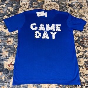 NWT BELLA CANVAS Royal Blue ‘Game Day’ Short Sleeve 100% Cotton T-Shirt WOMEN SM